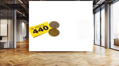 Yellow Raffle Tickets with Euro Coins with negative space Wall mural