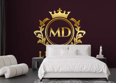 Initial MD Letter Royal Luxury Logo template in vector art for luxurious branding projects and other vector illustration. Wall mural