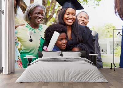 african american student celebrates graduation Wall mural