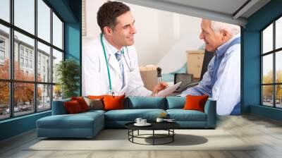 american doctor talking to senior man in surgery Wall mural