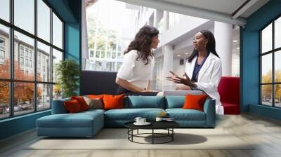 Doctor And Patient Having Meeting In Hospital Reception Area Wall mural