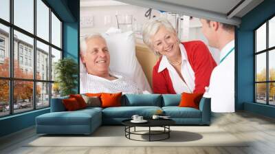 Doctor talking to senior couple on USA Hospital ward Wall mural