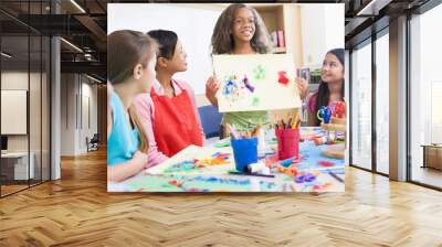 Elementary school pupil in art class Wall mural