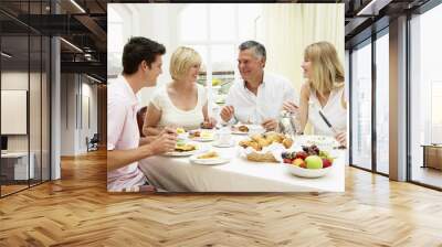 Family Group Enjoying Hotel Breakfast Wall mural