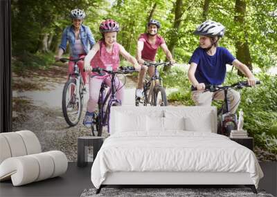 Family On Cycle Ride In Countryside Wall mural