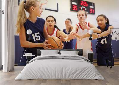 Female High School Basketball Team Playing Game Wall mural