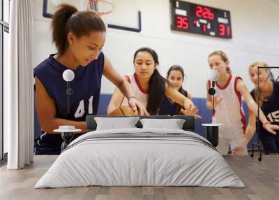 Female High School Basketball Team Playing Game Wall mural