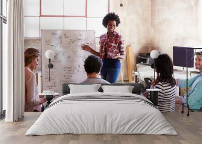 Group Of Designers Having Brainstorming Session In Office Wall mural