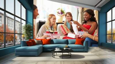 Group Of Female Friends Meeting For Baby Shower At Home Wall mural