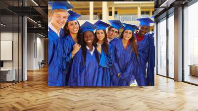 Group Of High School Students Celebrating Graduation Wall mural