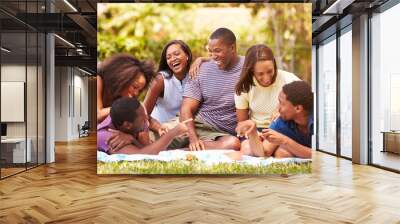 Group Of Young Friends Having Picnic Together Wall mural