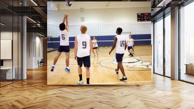 High School Volleyball Match In Gymnasium Wall mural