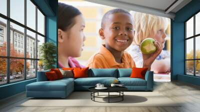 Kindergarten children eating lunch Wall mural