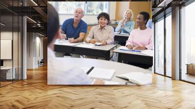 Mature students and their teacher in a classroom Wall mural