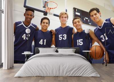 Members Of Male High School Basketball Team Wall mural