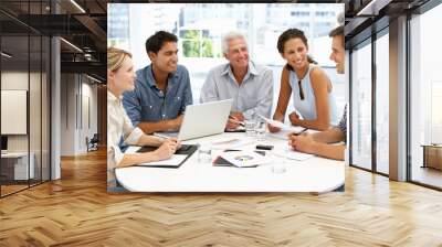 Mixed group in business meeting Wall mural