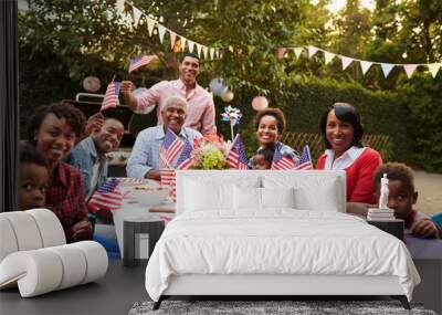 Multi generation black family having a 4th July garden party Wall mural