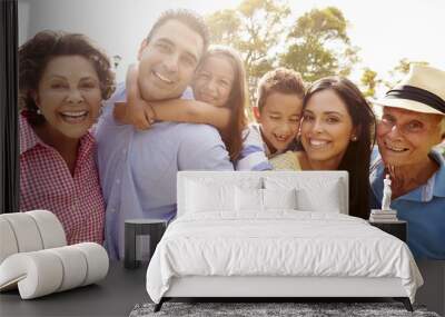 Multi Generation Family Having Fun In Garden Together Wall mural