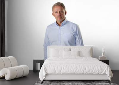 Portrait of a Middle-Aged Man in a Light Blue Dress Shirt Wall mural