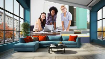 Portrait Of Businesswomen Having Creative Meeting In Office Wall mural