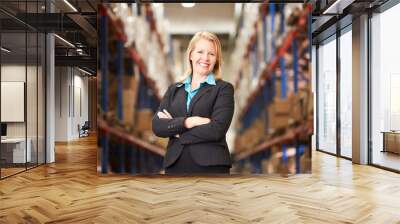 Portrait Of Female Manager In Warehouse Wall mural