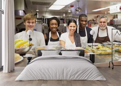 Portrait Of Kitchen Staff In Homeless Shelter Wall mural