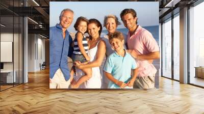 Portrait Of Three Generation Family On Beach Holiday Wall mural