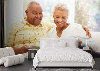 senior african american couple reading Wall mural