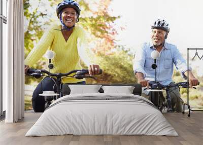 Senior Couple On Cycle Ride In Countryside Wall mural