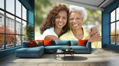 Senior Woman With Adult Daughter In Park Wall mural