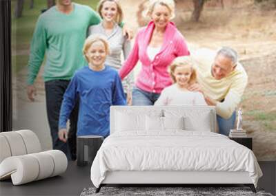 Three Generation Family enjoying walk in park Wall mural