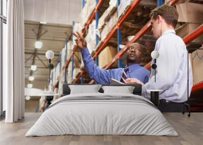 Two Businessmen With Digital Tablet In Warehouse Wall mural