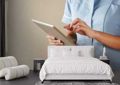 uk nurse using computer tablet Wall mural