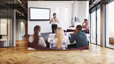 University Students Attending Lecture On Campus Wall mural