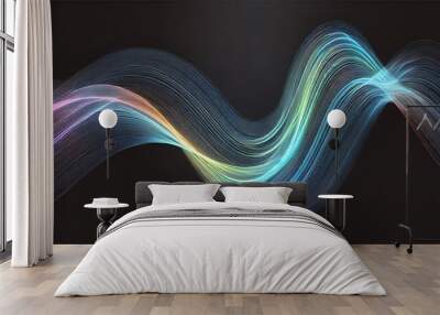 A digital artwork featuring a smooth, flowing wave of light or energy Wall mural