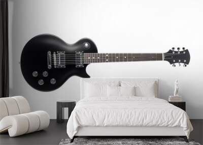 Black electric guitar isolated on transparent background, PNG with transparent background Wall mural