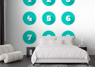 Set of 0-9 number icons. Vector illustration Wall mural