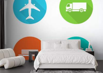 Set of transportation icons. Vector illustration Wall mural