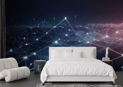 Abstract Digital Connections with Data and Blockchain Technology Wall mural