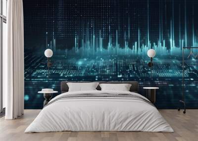 An abstract digital background with binary code and AI algorithms running in the background Wall mural