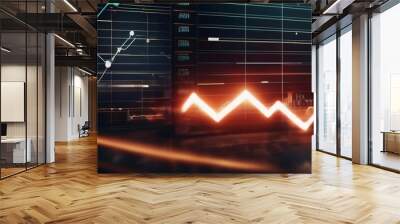 Futuristic raise arrow chart digital transformation abstract technology background. Big data and business growth currency stock and investment economy Wall mural