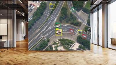 iot machine learning with speed car and object recognition which use artificial intelligence to measurements ,analytic and identical concept, it invents to classification,estimate,prediction, database Wall mural