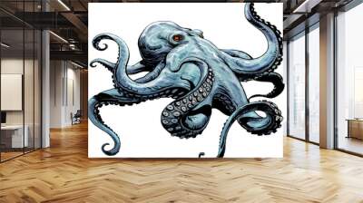 Illustration Giant Octopus on  transparent background Wall mural