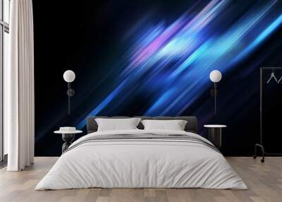 Abstract background with vibrant glowing neon blue and purple light streaks Wall mural