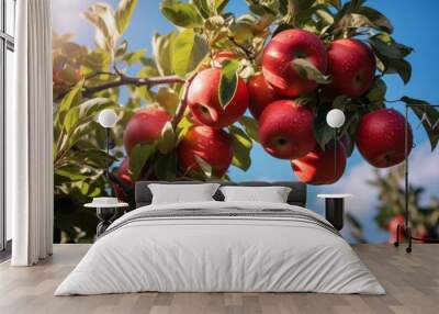 Sun-kissed Apples: Nature's Artistry in Style 2 - A Photographic Journey Generative AI Wall mural