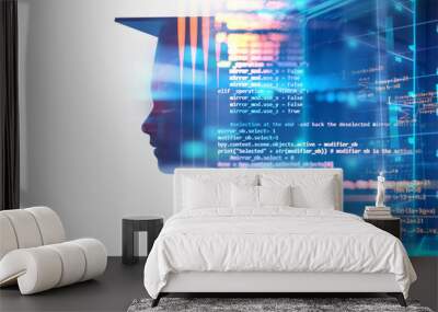 3d rendering of virtual human silhouette on technology background illustration Wall mural