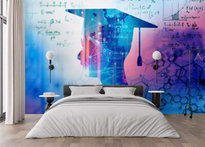 3d rendering of virtual human silhouette on technology background illustration Wall mural