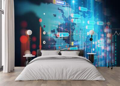 Big data futuristic visualization abstract illustration Wall mural