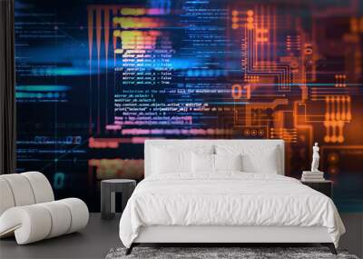 blue geometric  shape abstract technology background Wall mural