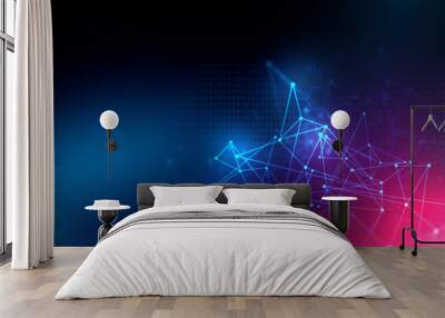 blue geometric  shape abstract technology background Wall mural